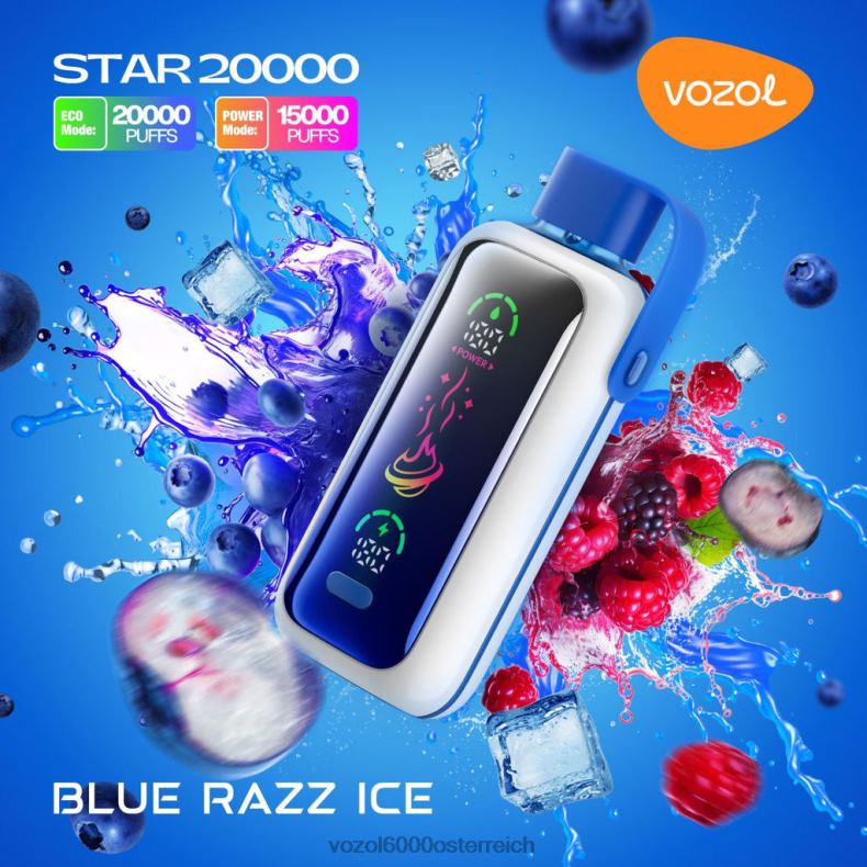 VOZOL E Zigarette - blaues Razz-Eis VOZOL STAR 20000 22J484