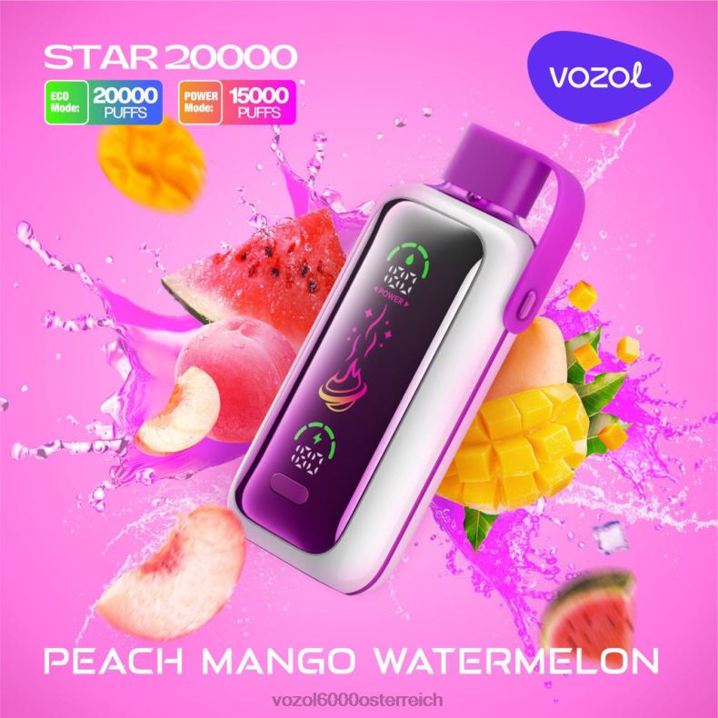 VOZOL Geschmacksrichtungen - Pfirsich-Mango-Wassermelone VOZOL STAR 20000 22J4816